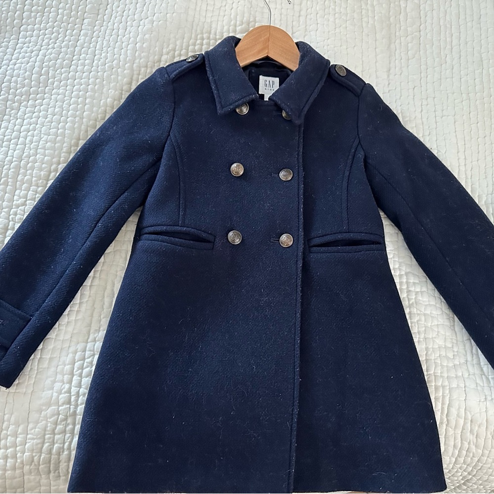 GAP KIDS Navy Wool Double-Breasted Pea Coat, size girls medium (8-9yrs)